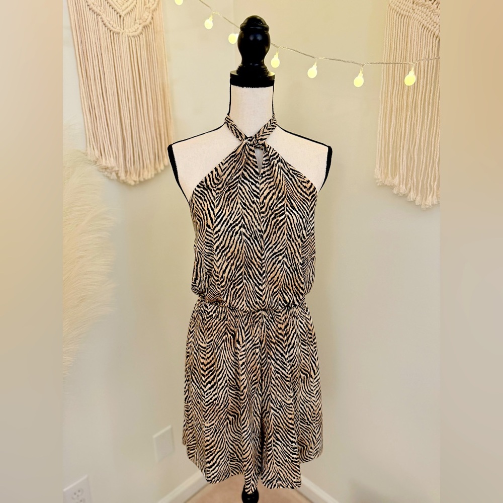 🌾 Banana Republic Black and Tan Zebra Halter Romper